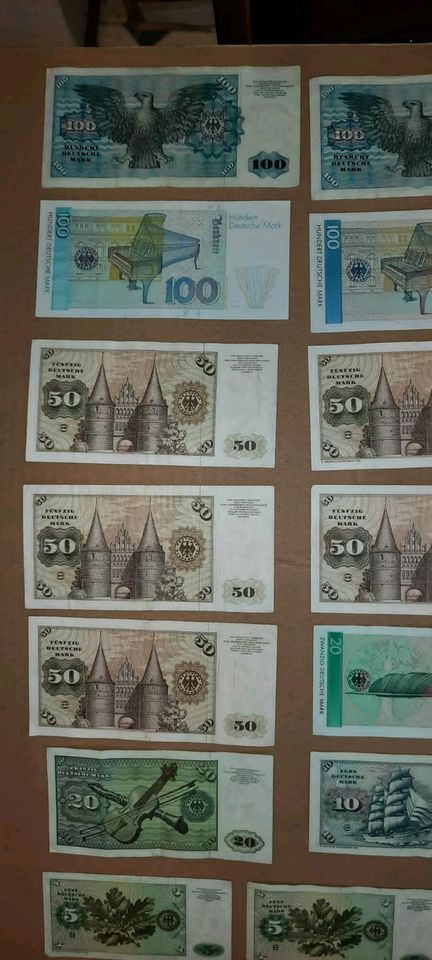 1000 DM Schein Banknote Mark Sammlung 5 bis 100 Mark in Quickborn