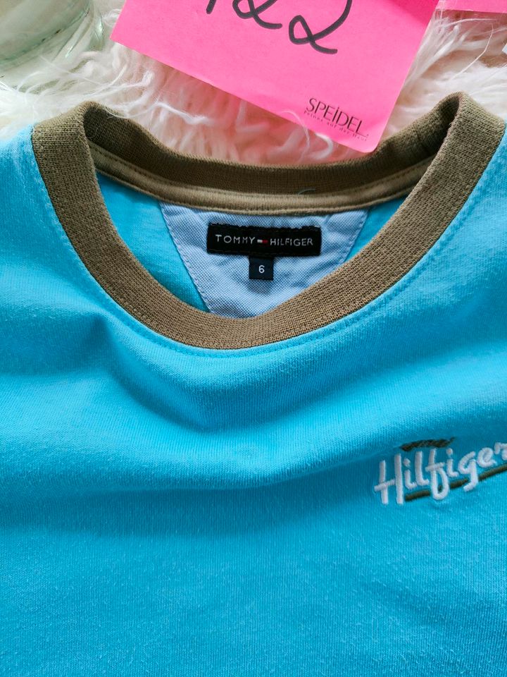 Tommy Hilfiger, longsleev, hellblau, Khaki, Junge, 122/128 in Schornsheim