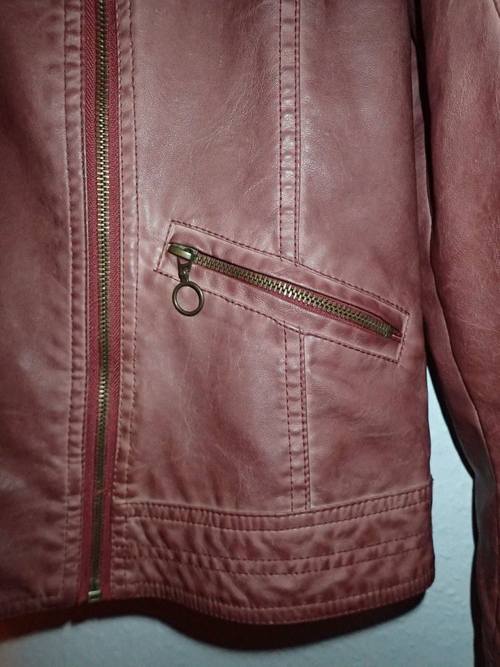 Lederjacke Kunstleder Multiblu Gr. 42 rot magenta in Kall