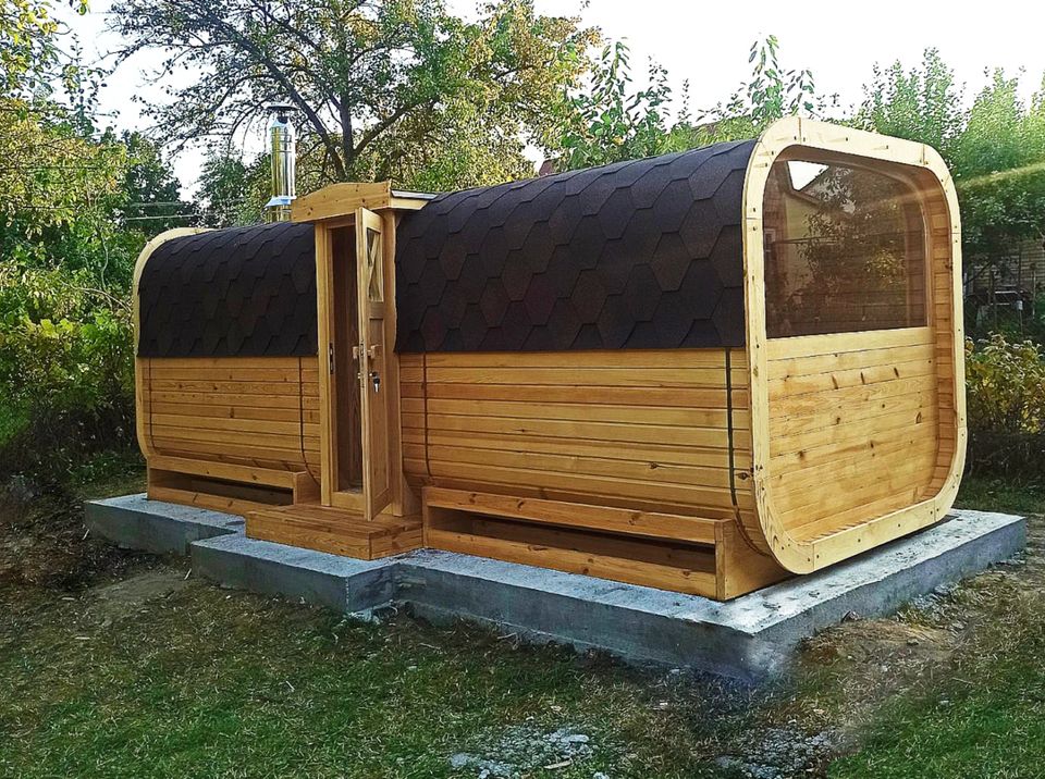 Quadro Sauna 5,2m mit Ruheraum Gartensauna Außensauna in Neu-Isenburg