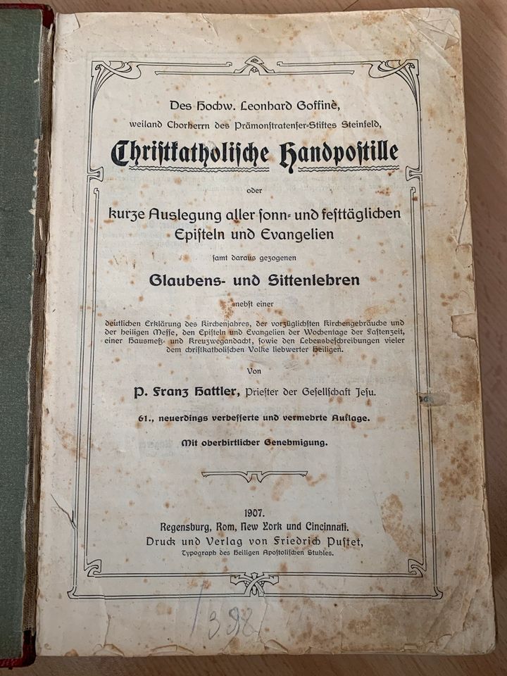 Buch - Christkatholische Handpostille 1907 in Ulm