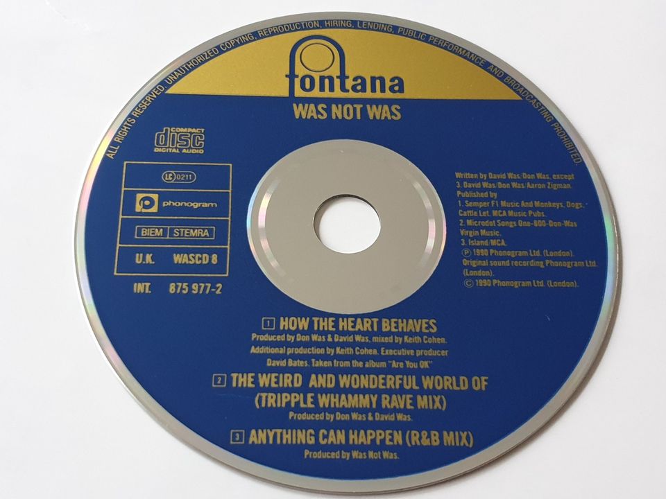 Was Not Was - How The Heart Behaves 3 Track Maxi CD 0042287597729 in  Bielefeld - Sennestadt | Musik und CDs gebraucht kaufen | eBay  Kleinanzeigen ist jetzt Kleinanzeigen