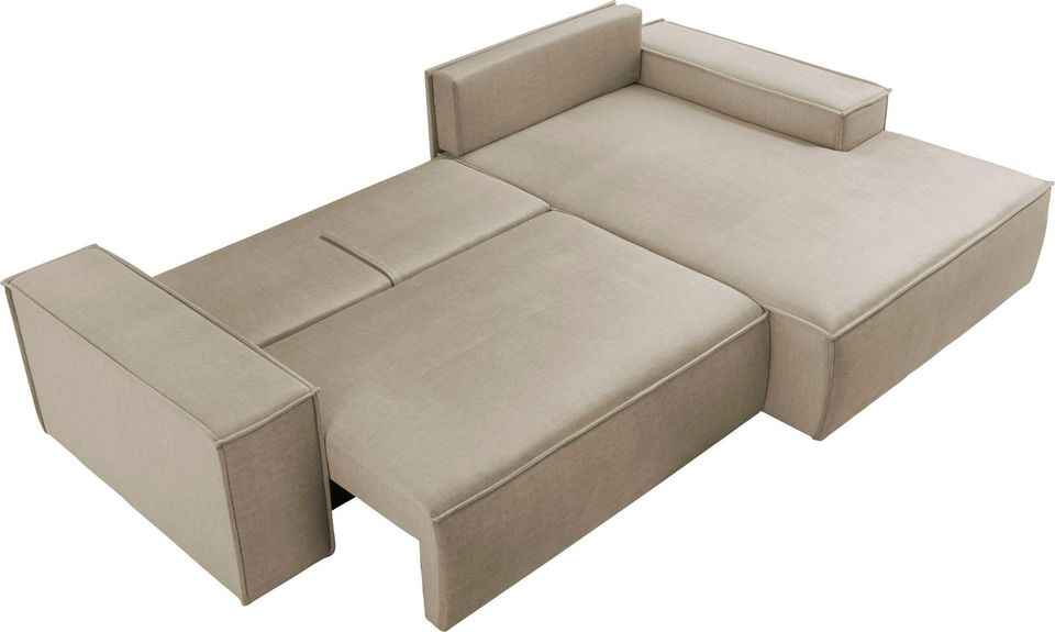 Ecksofa Couch mit Bettfunktion Samtvelours Beige UVP 2439 - 5412 in Bad Driburg