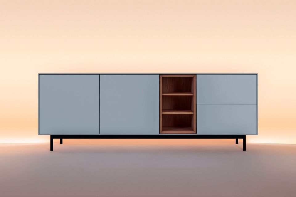 Sideboard 'Aurora' 200 cm - Weiß lackiert mit LED Beleuchtung in Nahe