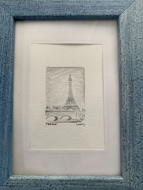 Bleistift Zeichnung Eiffelturm Paris Montmartre Künstler in Egelsbach