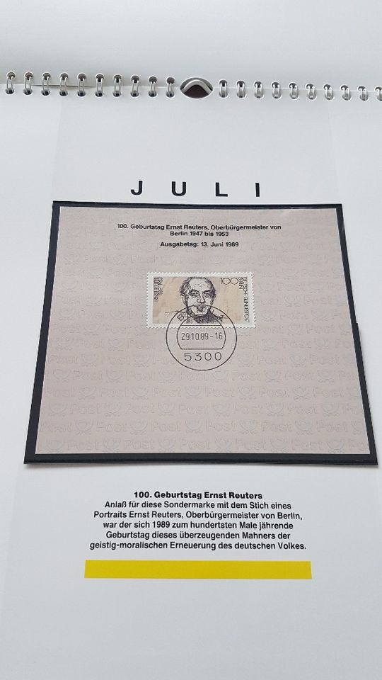 Briefmarkenkalender, Postkalender, Postdienst 1990 (1983, 1991) in Darmstadt