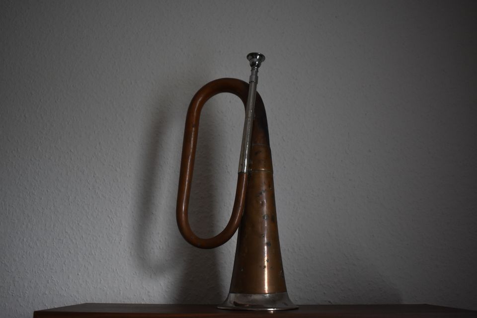 Große „Trompete“ Clairon,Signalhorn,Bügelhorn,aus Kupfer u. Chrom in Vorwerk bei Tarmstedt