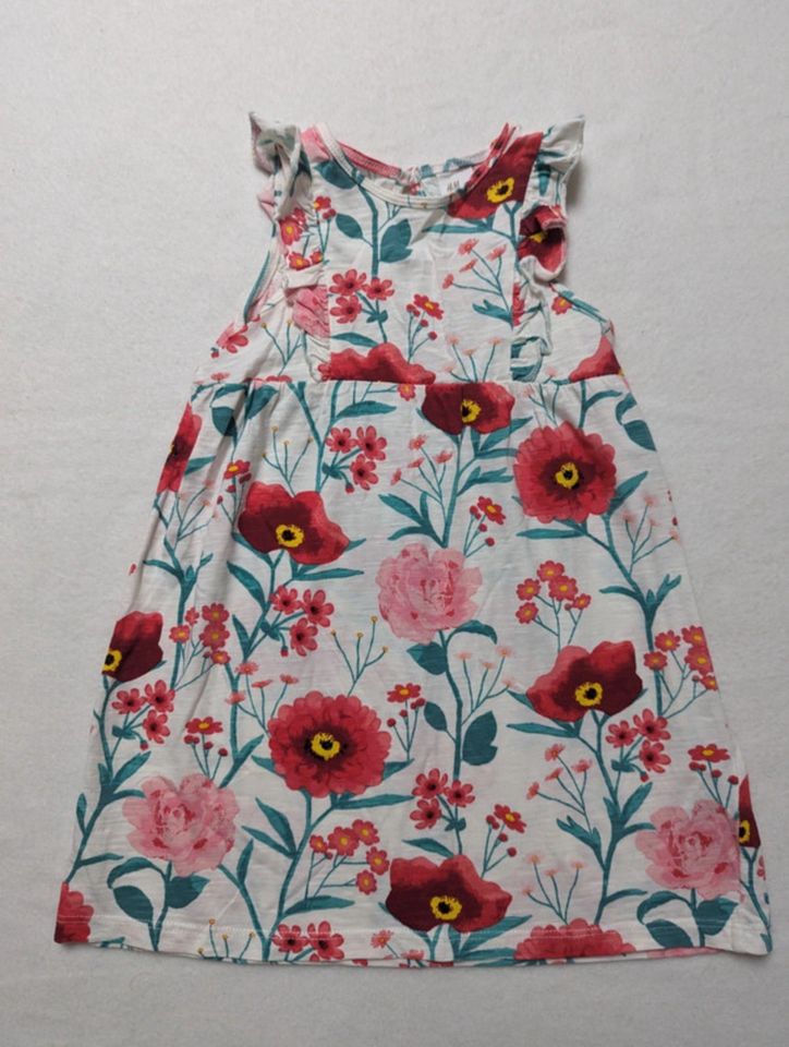 H&M Sommerkleid Kleid Volants Mohnblumen Blumen 98 NEU in Dorfen