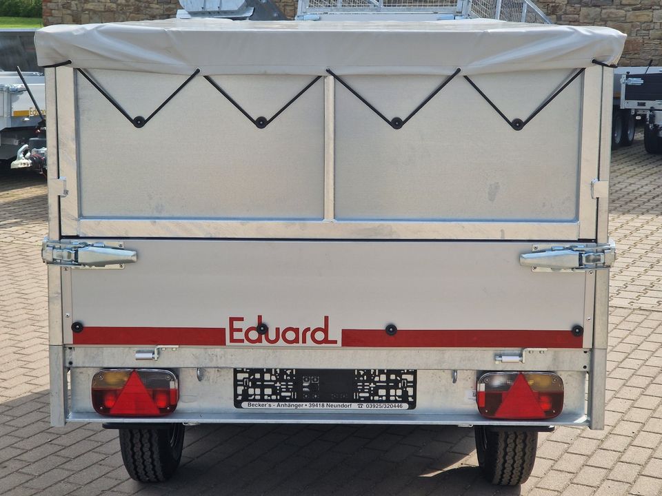 Eduard 2.700kg | 2,60m x 1,50m | elektr. Heckkipper | Aufsatz & Flachplane | 100km/h | 2615 in Neundorf