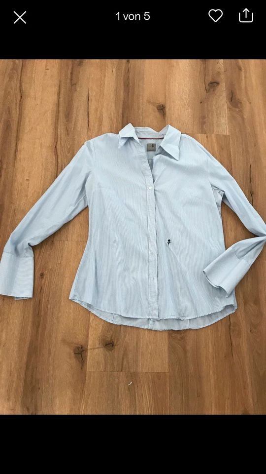 Seidensticker Bluse 40 M Hemd Damen blau weiß gestreift Bluse in Erkrath