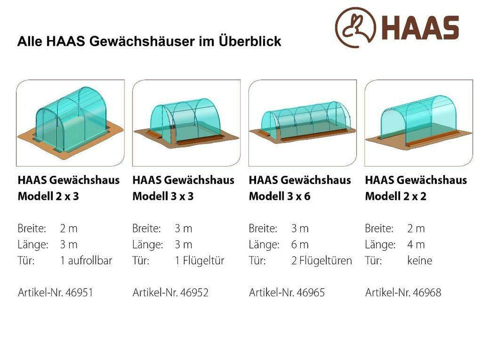 HAAS Gewächshaus Modell 3 x 3 m, sofort ab Lager lieferbar in Nümbrecht