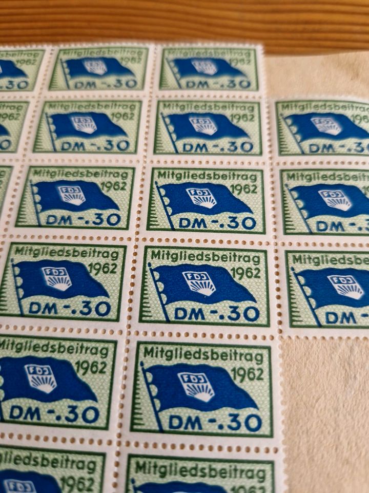 21 Sammler Briefmarken FDJ 1962 Mitgliedsbeitrag in Tiefenbach Oberpf