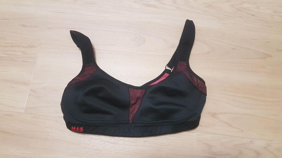 H.I.S. Sport BH ohne Bügel, schwarz-pink, Größe 80 C, neu in Ebersburg