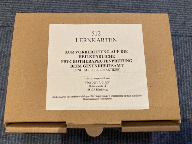 Lernkarten (512) z. Vorbereitung auf d. Psychotherapeutenprüfung in Kulmbach