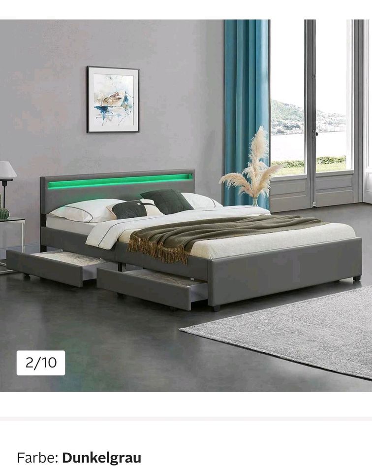 Jusky Bettgestell mit Bettkästen ohne Matratze, mit LED in Leipzig