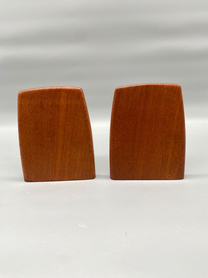 * BUCHSTÜTZEN TEAK MID CENTURY MESSING SKANDINAVIEN DENMARK 60ER in Berlin