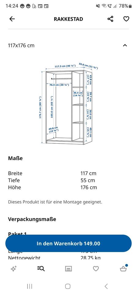 Kleiderschrank Ikea in Peine