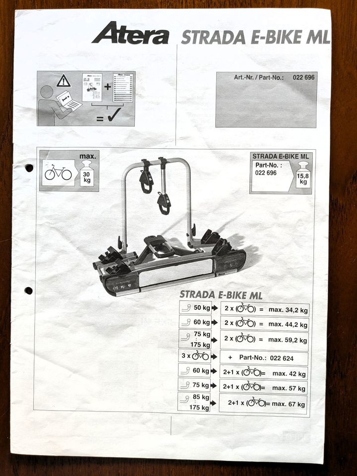 3. Schiene für Atera Strada E-Bike ML Fahrradträger für AHK Neu in Berlin