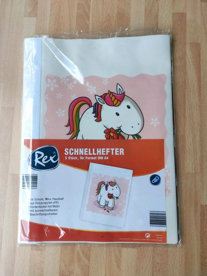 5x Schnellhefter WEIẞ mit Einhornmotiv, Originalverpackt in Konstanz