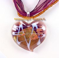 Herz Anhänger Glas Lampwork Style mit Kette Nordrhein-Westfalen - Erftstadt Vorschau