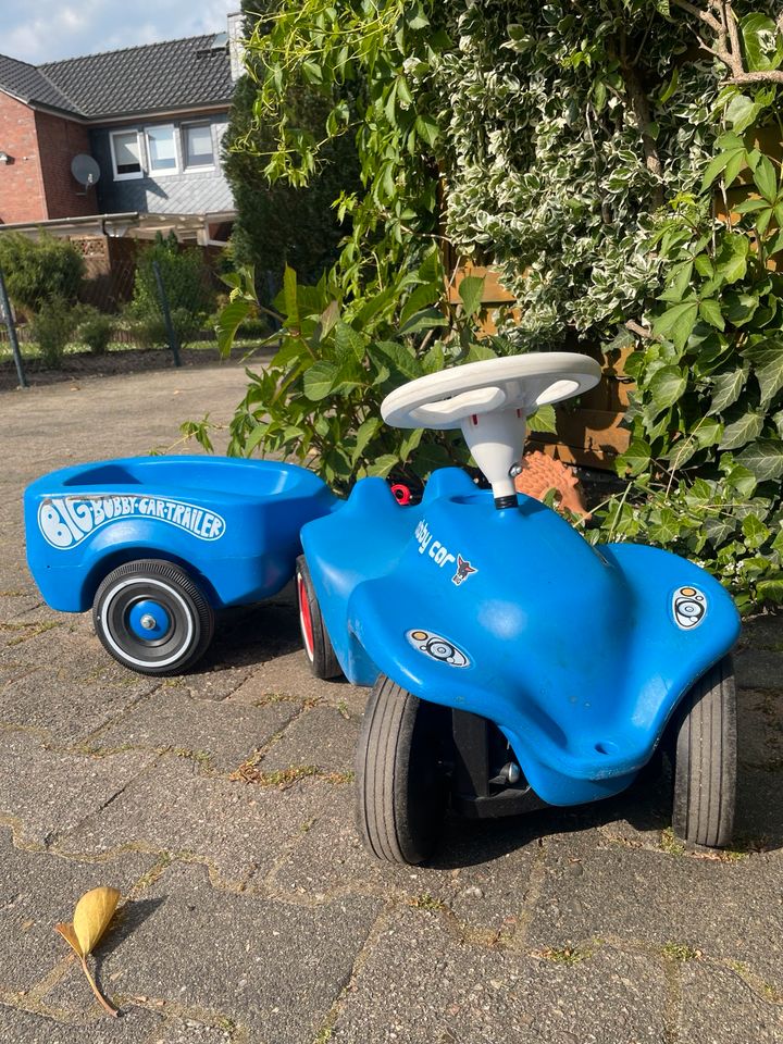 Bobby-Car mit Anhänger in Blau mit Flüsterreifen in Tespe