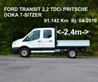 FORD TRANSIT PRITSCHE DOKA 7-SITZER 2,2 TDCi 91.142 Km Bj.2016 Niedersachsen - Hessisch Oldendorf Vorschau