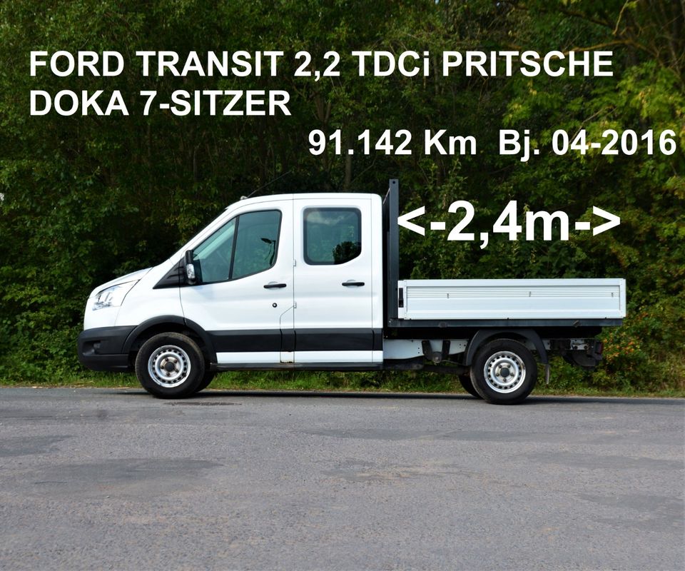 FORD TRANSIT PRITSCHE DOKA 7-SITZER 2,2 TDCi 91.142 Km Bj.2016 in Hessisch Oldendorf