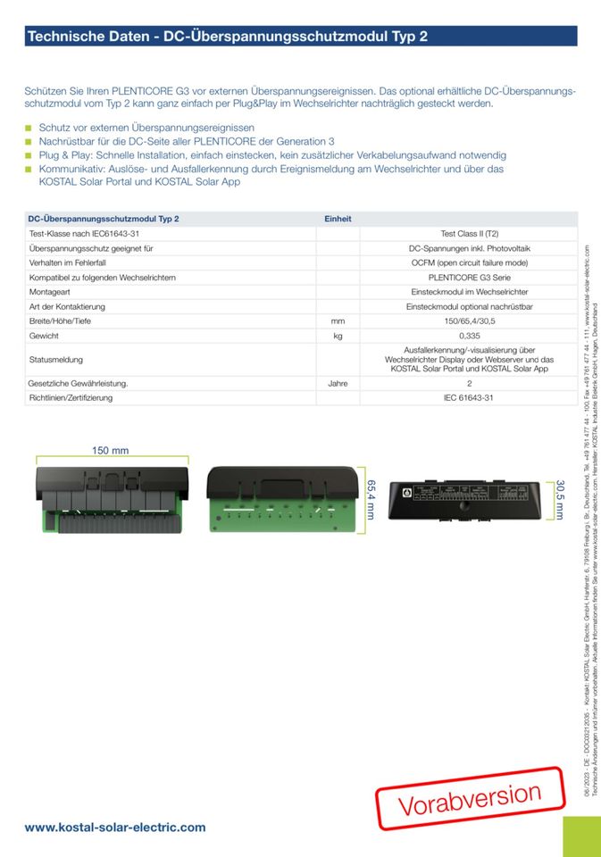 BRANDNEU - Kostal PLENTICORE G3 S 4.0 Hybrid-Wechselrichter in Coppenbrügge