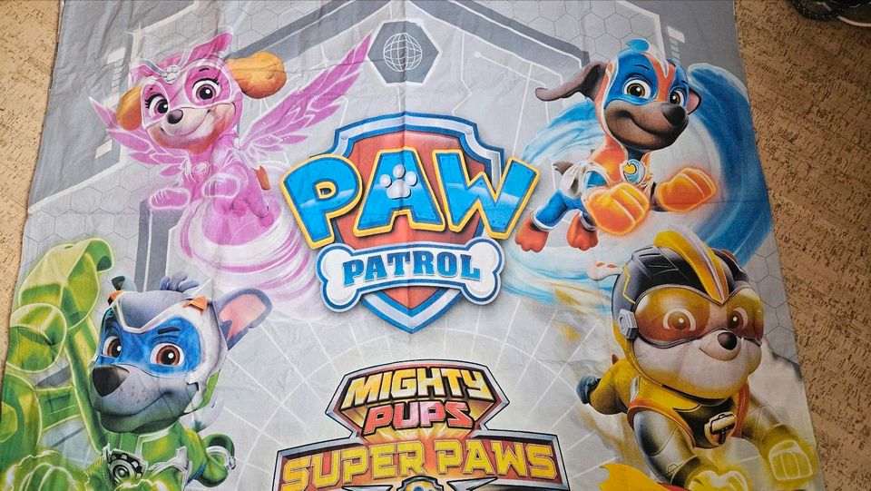 Bettwäsche PawPatrol MightyPups 135x200cm 100% Baumwolle Renforce in Schwarme