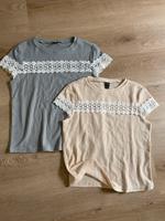 2x Shein T -Shirt grau beige Spitze Struktur M 38 Brandenburg - Flecken Zechlin Vorschau