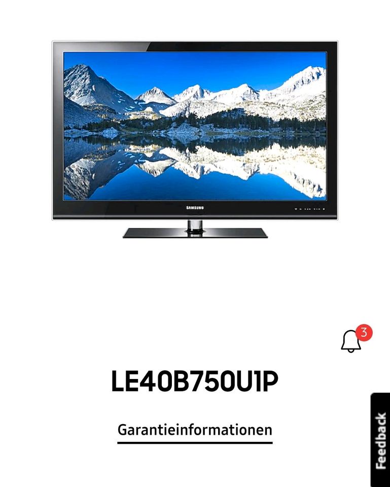 Samsung Fernseher LE40B750U1P 40 Zoll  mit Wandhalterung in Wiesenthal