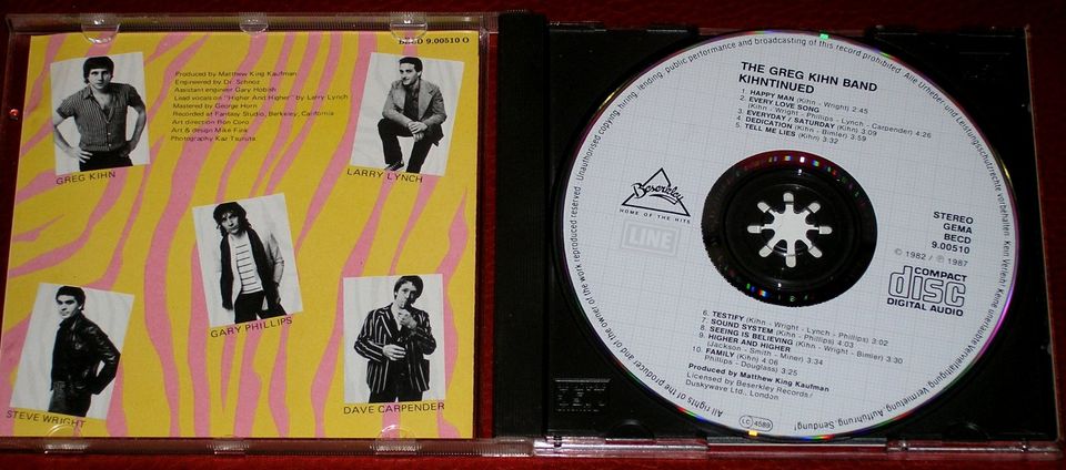 GREG KIHN CD "KIHNTINUED" BESERKLEY LINE 1987 SEHR SELTEN in Neuss