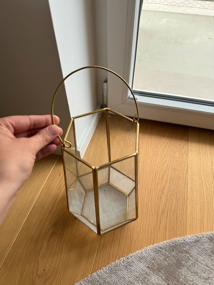 Laterne Vase Glas Gold - Letzte Chance in Stuttgart