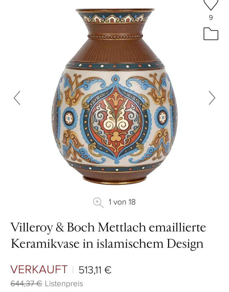 Vase Mettlach Villeroy & Boch  1898 in Hennigsdorf