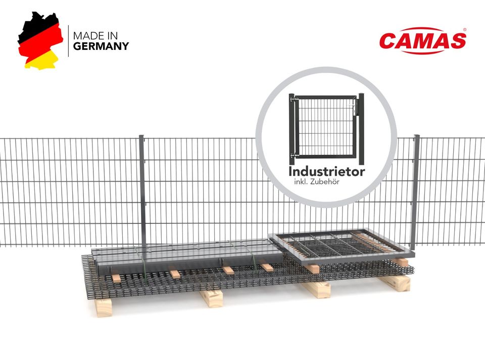 10m Doppelstabmattenzaun 1,03m hoch + 1m breites Industrietor im SET - Gartenzaun Tor Gartentor Gittermattenzaun Zäune Doppelstabmatte Pfosten alles Inklusive !!! X in Castrop-Rauxel