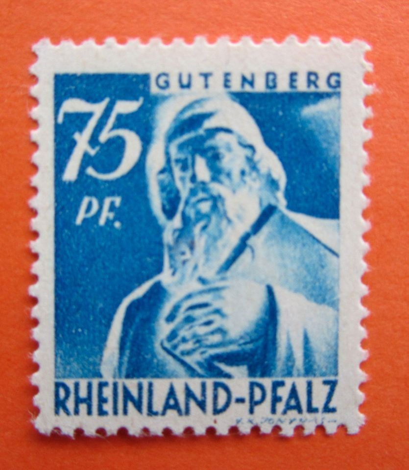 Französische Zone: Rheinland-Pfalz 1949 Gutenberg, postfrisch in Höchstädt i. Fichtelgebirge