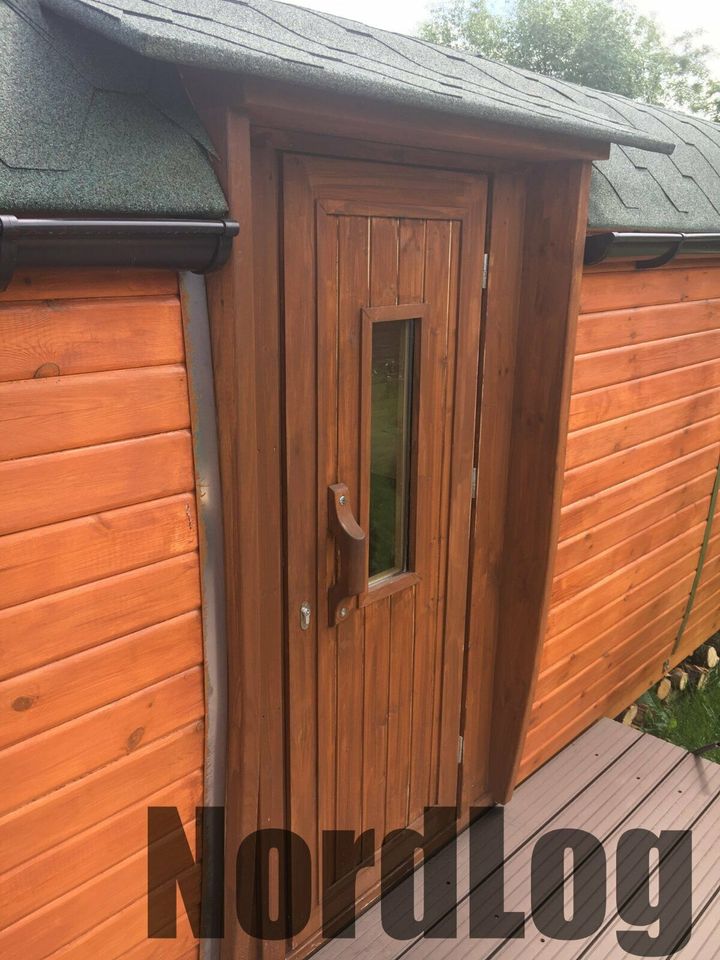 LUXURY NordLog SAUNA BUS 2,3 x 4,0m /Einfache Bänke/ GARTENSAUNA, in Weil der Stadt