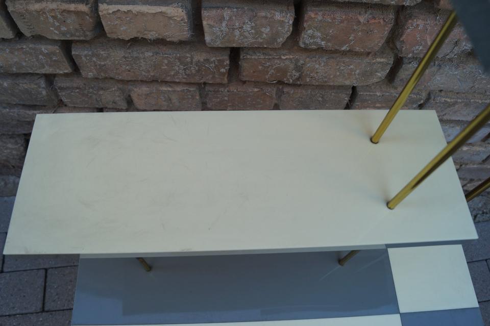 [10579] Möbel Etagere Blumen Bank Grau Weiss 50er 60er Messing in Hockenheim
