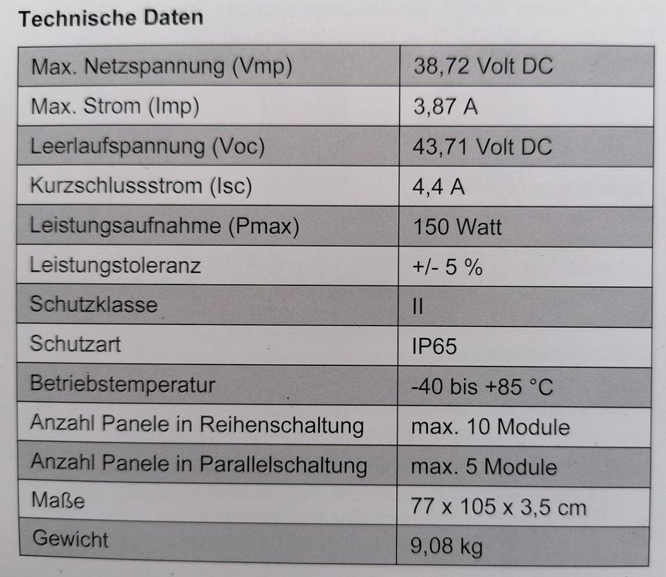 NEU 2er-Set Mobile monokristalline Solarpaneele 36 Volt 300W, MC4 in Schneeberg