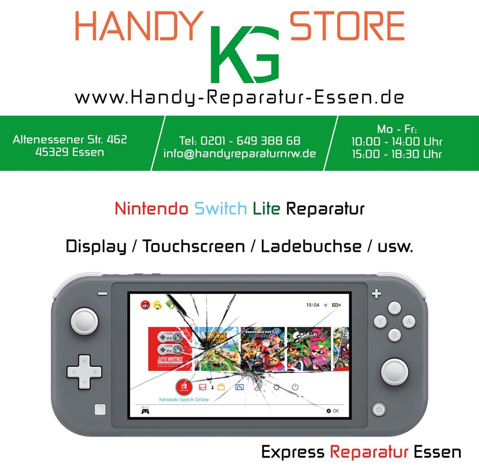 Nintendo Switch Lite Display Touch Ladebuchse Reparatur in Essen