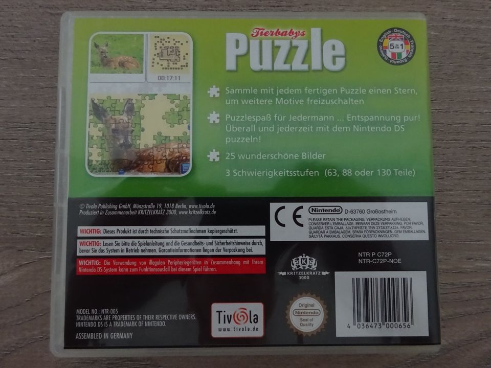 Nintendo DS - Puzzle Tierbabys Tiere Spiel - neuwertig TOP in Gnarrenburg