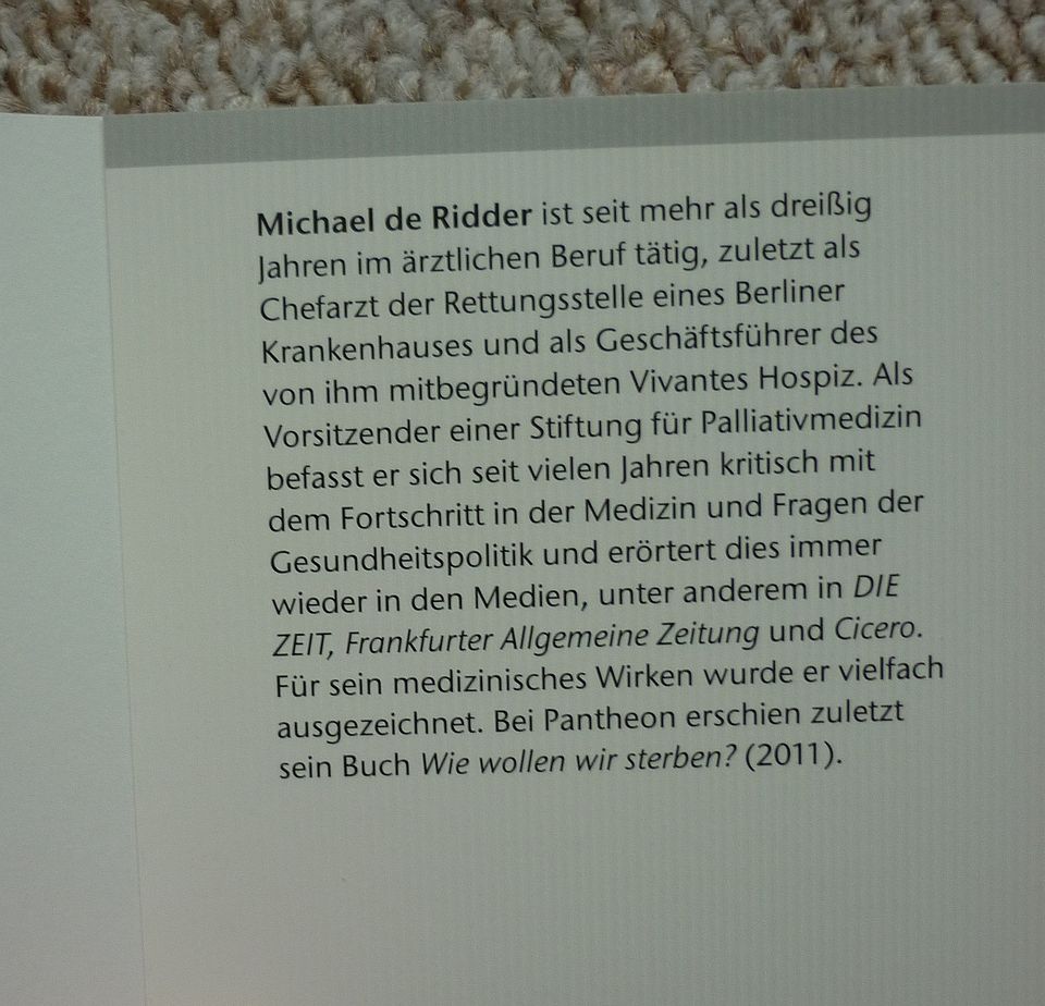 Dr. med. Michael de Ridder " Abschied vom Leben " Ein Leitfaden in Rodgau