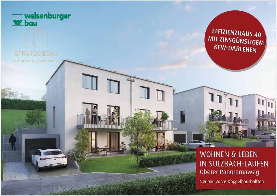 Neubau-Doppelhaushälfte in toller Aussichtslage inkl. Grundstück, inkl. Garage in Sulzbach-Laufen in Sulzbach-Laufen