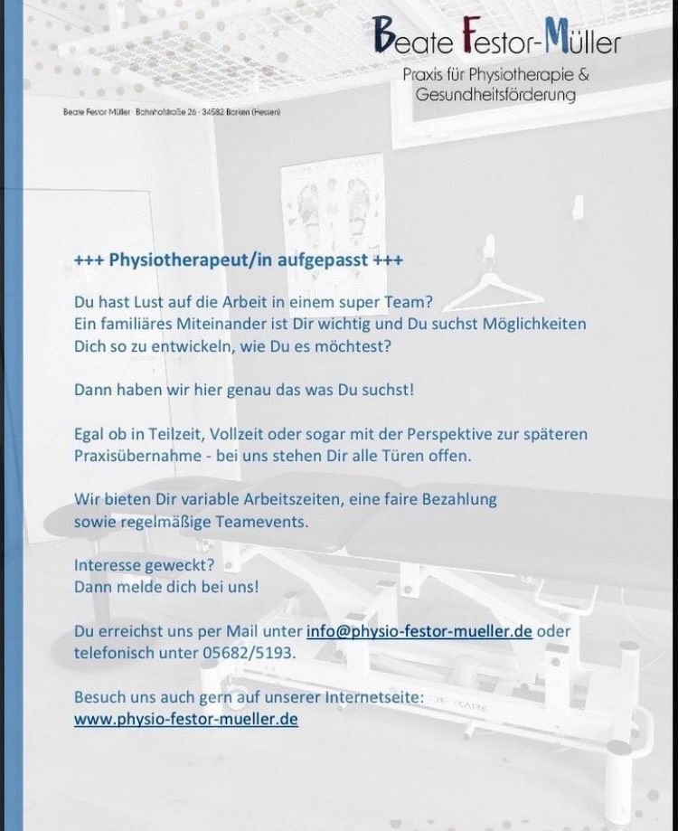 Physiotherapeut/in gesucht in Wabern