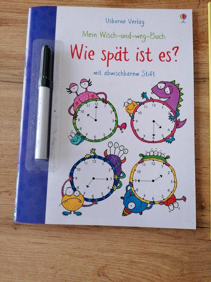 Uhr lernen - abwischbares Heft mit Stift + Arbeitsheft 2. Klasse in Kippenheim