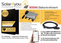 BALKONKRAFTWERK Bifacial Glas/Glas ⚡️ 800W / 880Wp ⚡️ Mini PV-Anlage - Solar 3m Jolywood Deye mit Relais Bayern - Ursberg Vorschau
