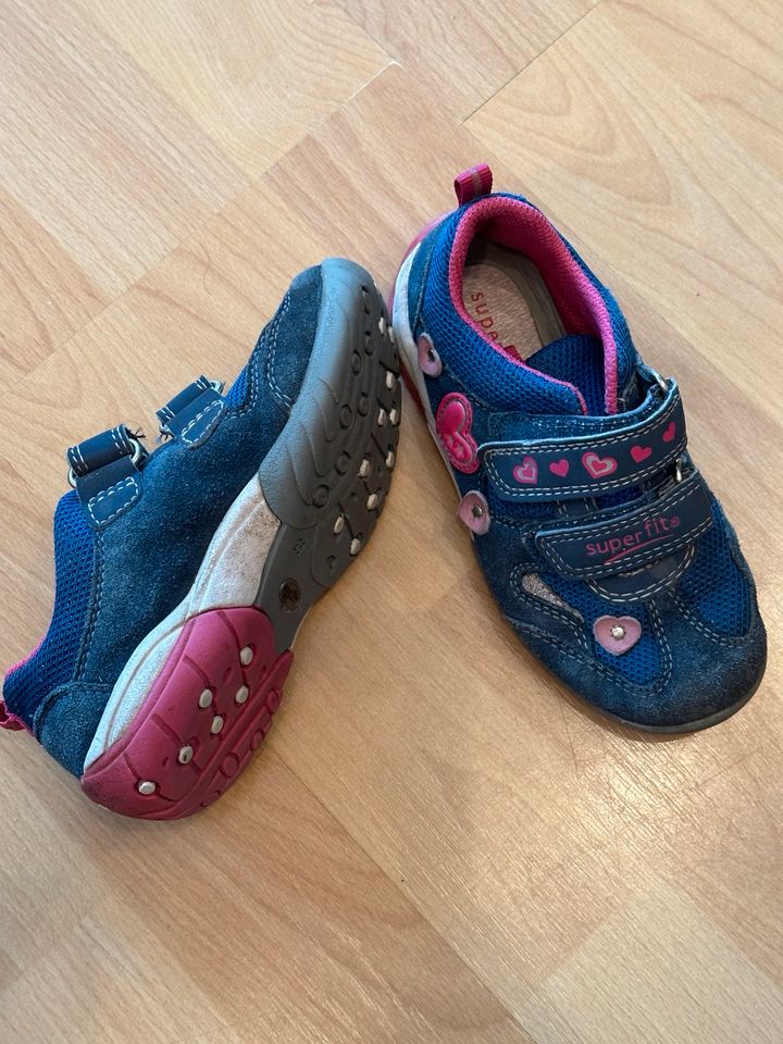 Superfit Leder Klett-Schuhe Gr. 26, blau, pink, rosa, Herzen in Roxel