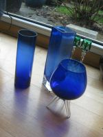 blaues Glas 3 Teile Blau Gläser Unikat aus Nachlass Vase blue Nordrhein-Westfalen - Saerbeck Vorschau