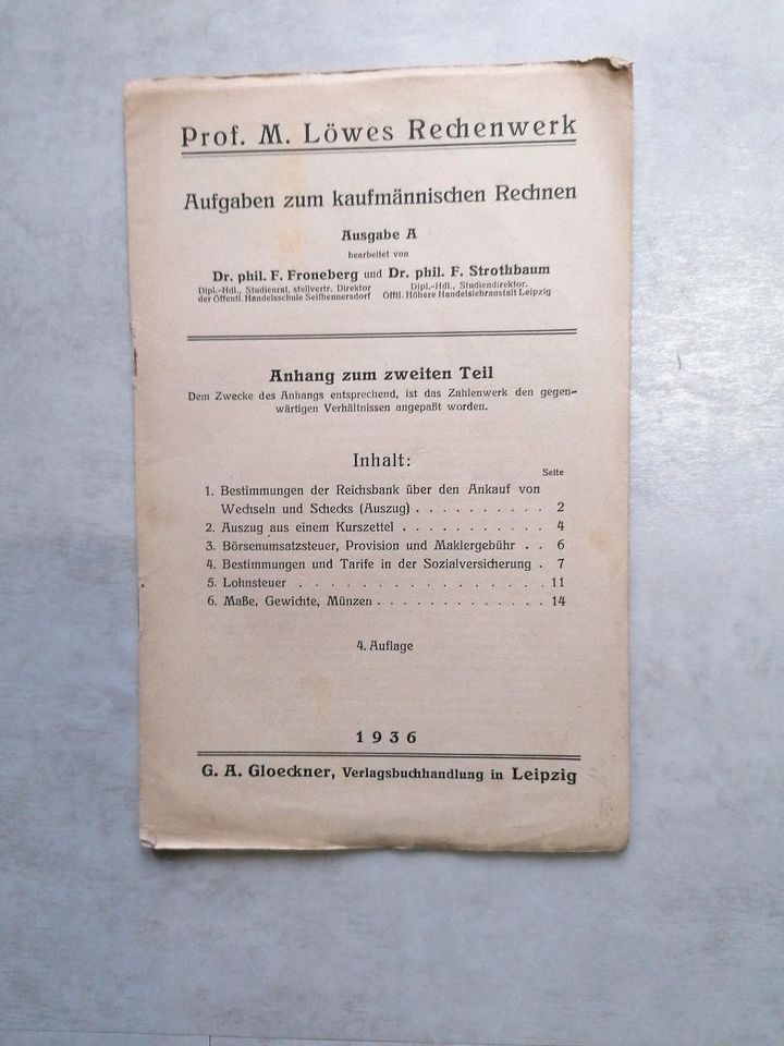 Kaufmännisches Rechnen Rechenbuch Rechenwerk historisch 1936 1940 in Chemnitz