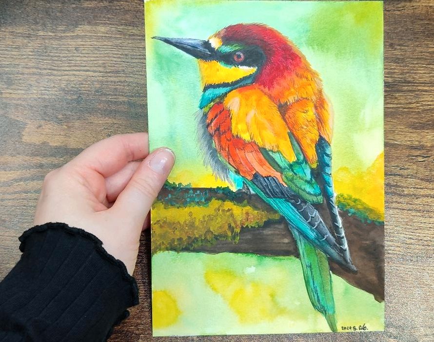 Bunter Vogel Aquarellbild in Elmshorn